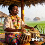 বাংলাদেশের বাউল গায়ক একতারা বাজাচ্ছেন