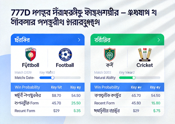 777D ম্যাচ প্রেডিকশন ড্যাশবোর্ড — ফুটবল ও ক্রিকেট ম্যাচের পূর্বাভাস
